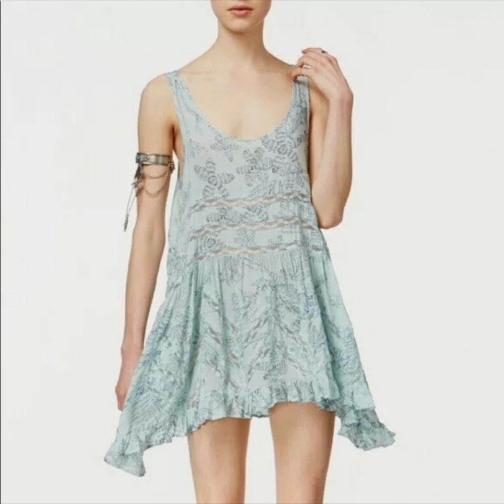 EUC Free People Intimately Voile and Lace trapeze slip dress size S